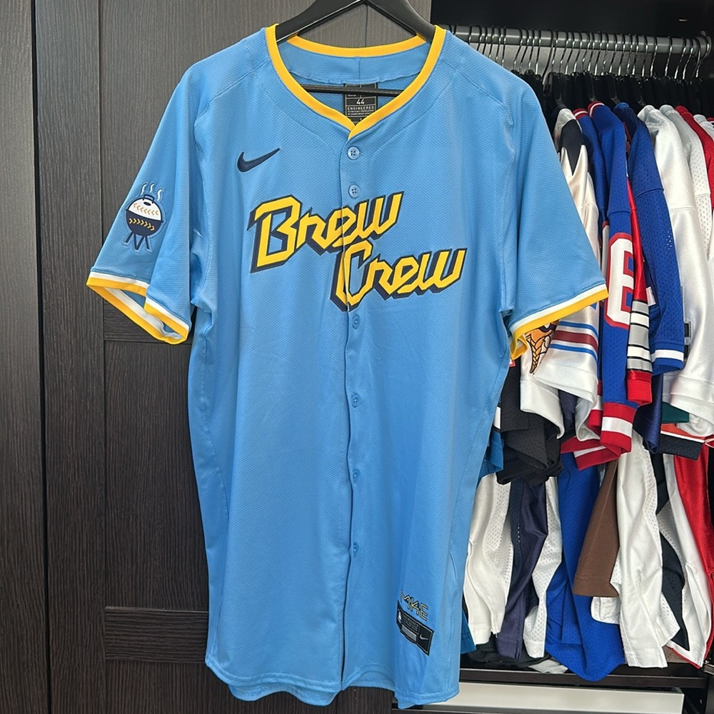 Christian Yelich Milwaukee Brewers Nike City Connect Elite Player Jersey - Blue